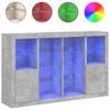 vidaXL Servantă cu lumini LED, 3 buc., gri beton, lemn prelucrat