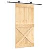 vidaXL Ușă glisantă Natural și Negru 100 x 210 cm Lemn de Pin Solid