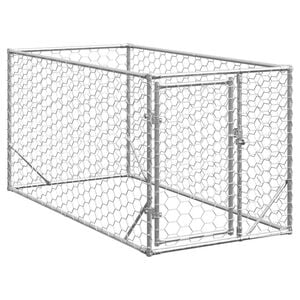 vidaXL Cușcă pentru c&acirc;ini de exterior cu ușă 2x1x1 m, oțel galvanizat