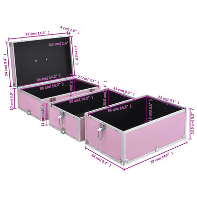 vidaXL Geantă de cosmetice, roz, 37 x 24 x 40 cm, aluminiu