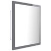 vidaXL Oglindă de baie cu LED, gri extralucios, 40x8,5x37 cm, acril