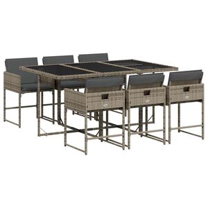 vidaXL Set mobilier de grădină cu perne, 7 piese, gri, poliratan
