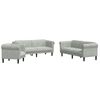 vidaXL Set de canapele, 3 piese, gri deschis, catifea