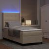 vidaXL Pat cu arc LED cu saltea cu headboard Crem 90 x 200 cm țesătură