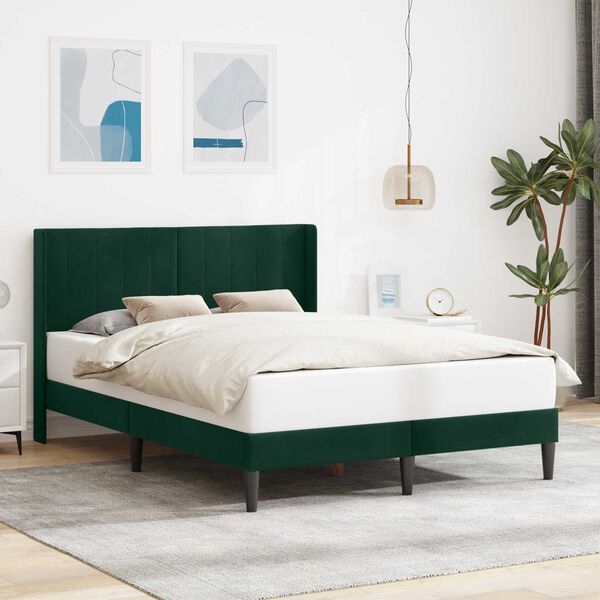 vidaXL Cadru de pat cu headboard Verde &icirc;nchis 120 x 190 cm Catifea