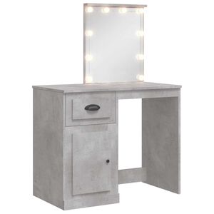 vidaXL Masă de toaletă cu LED-uri, gri beton, 90x42x132,5 cm