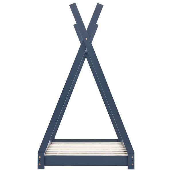 vidaXL Cadru pat de copii, gri, 70 x 140 cm, lemn masiv de pin