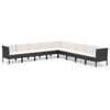vidaXL Set mobilier de grădină cu perne, 9 piese, negru, poliratan