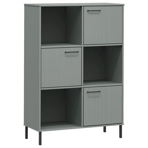 vidaXL Bibliotecă cu picioare metalice OSLO, gri, 90x35x128,5 cm, lemn