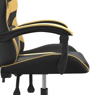 vidaXL Scaun de gaming pivotant, negru și auriu, piele ecologică