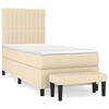 vidaXL Pat box spring cu saltea, crem, 90x200 cm, textil