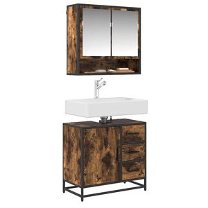 vidaXL Dulap pentru chiuvetă de baie stejar afumat 65x33x60 cm lemn
