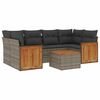 vidaXL Set canapele de grădină, 7 piese, cu perne, gri, poliratan