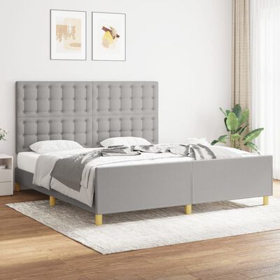 vidaXL Cadru de pat cu tăblie, gri deschis, 180x200 cm, textil