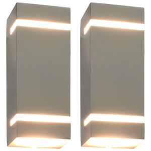 vidaXL Lămpi de perete de exterior 2 buc. argintiu 35 W dreptunghiular
