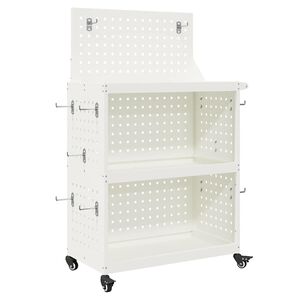 vidaXL Cărucior pentru unelte cu raft cu roata Alb 65 x 35 x 111 cm
