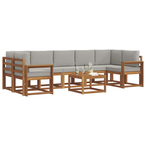 vidaXL Set de canapele de exterior 8 pcs Gri natural și deschis
