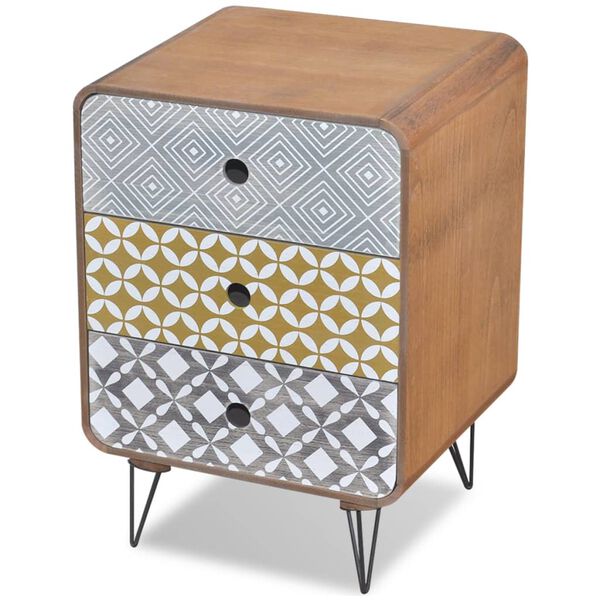 vidaXL Dulap lateral cu 3 sertare, maro