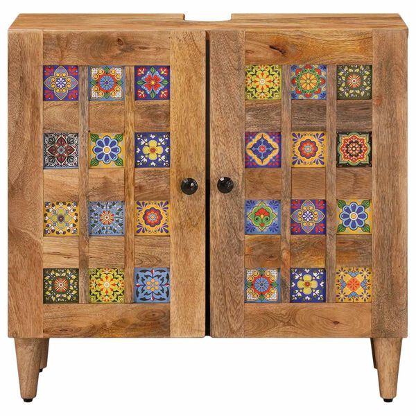 vidaXL Dulap pentru Chiuveta de Baie cu ușă natural 62 x 33 x 58 cm