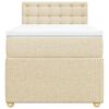 vidaXL Pat box spring cu saltea, crem, 90x200 cm, textil