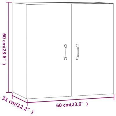 vidaXL Dulap de perete, alb extralucios, 60x31x60 cm, lemn compozit