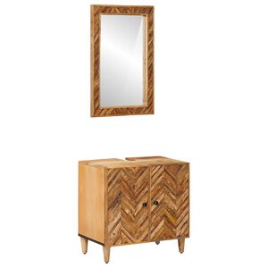 vidaXL Set dulap baie Pe perete cu ușă 2 pcs Lemn de mango solid