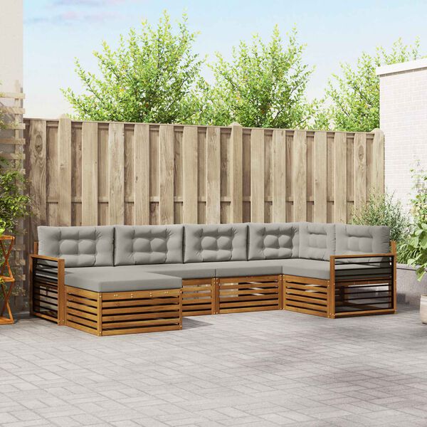 vidaXL Set de canapele de exterior 6 pcs Gri natural și deschis