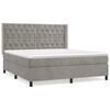 vidaXL Pat box spring cu saltea, gri deschis, 160x200 cm, catifea