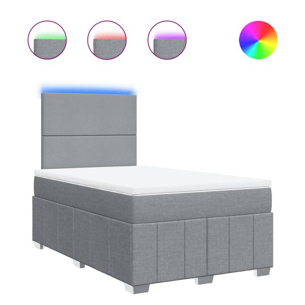 vidaXL Pat box spring cu saltea, gri deschis, 120x190 cm, textil