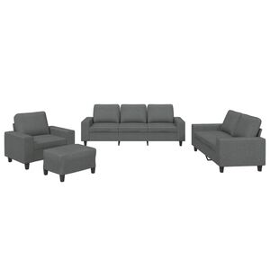 vidaXL Set de canapele, 4 piese, gri &icirc;nchis, material textil