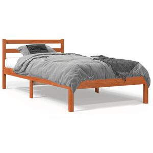 vidaXL Cadru pat fără saltea, maro ceruit, 90x190 cm, lemn masiv pin