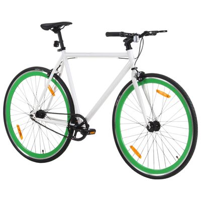 vidaXL Bicicletă cu angrenaj fix, alb și verde, 700c, 51 cm