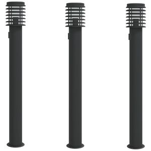 vidaXL Lămpi de podea de exterior 3 buc negru 110 cm oțel inoxidabil