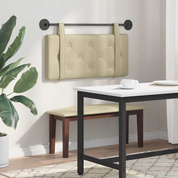 vidaXL Cap de pat suspendat Pe perete Crem 80 cm Piele artificială