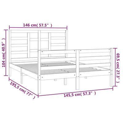 vidaXL Cadru de pat, 140x190 cm, lemn masiv