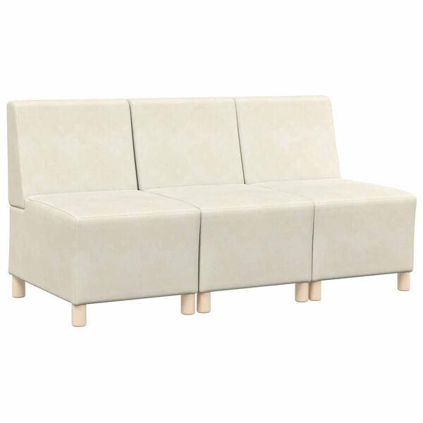 vidaXL Unitate Sofa Modulară Fără Brațe 3 pcs Crem 55 x 74 x 82 cm