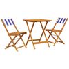 vidaXL Set mobilier bistro, 3 piese, textil albastru alb/lemn masiv