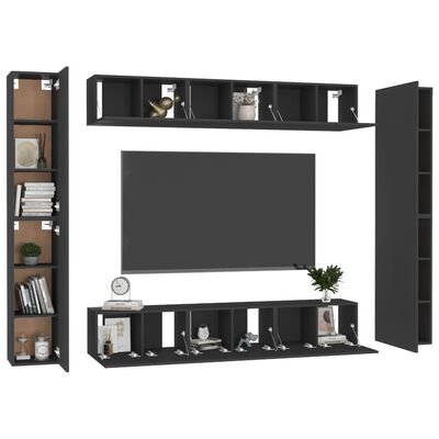 vidaXL Set dulapuri TV, 10 piese, negru, lemn prelucrat