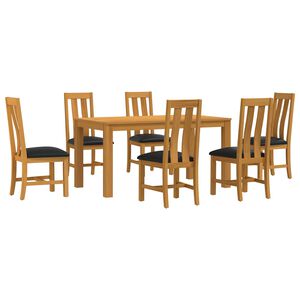 vidaXL Set de dining 7 buc. Negru Lemn de stejar masiv