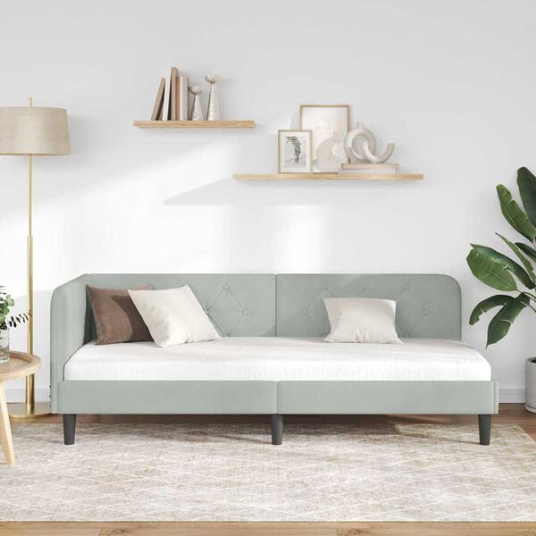 vidaXL Cadru de pat colțar Gri deschis 80 x 200 cm Catifea