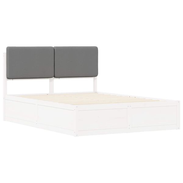 vidaXL Cadru de pat cu tăblie tapițată cu headboard Negru 135 x 190 cm