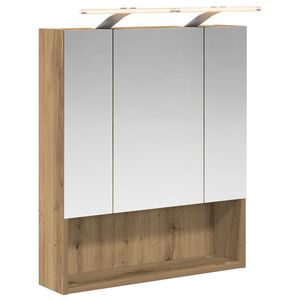 vidaXL Dulap cu oglindă pentru baie Stejar artizanal 60 x 14.5 x 70 cm