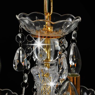 vidaXL Candelabru cu mărgele de cristal, auriu, rotund, 5 x E14