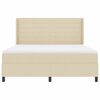 vidaXL Pat cu arcuri cu saltea cu headboard Crem 180 x 200 cm țesătură