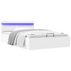 vidaXL Cadru pat hidraulic ladă cu LED alb 140x200 cm piele ecologică