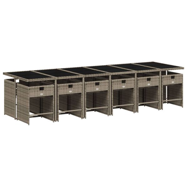 vidaXL Set mobilier de grădină cu perne, 13 piese, gri, poliratan