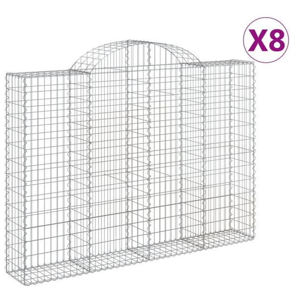 vidaXL Coșuri gabion arcuite 8 buc, 200x30x140/160cm, fier galvanizat