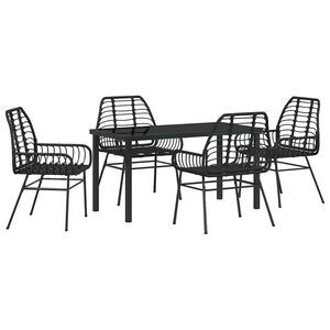vidaXL Set de masă pentru grădină 5 pcs Negru poliratan