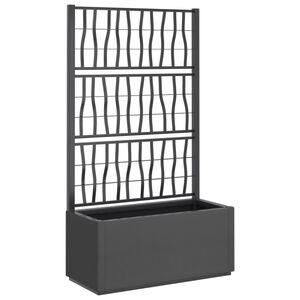 vidaXL Jardinieră de grădină cu spalier, gri &icirc;nchis, 80x36x140 cm, PP