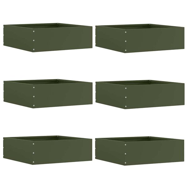 vidaXL Margine pentru gazon 6 pcs Verde măsliniu 40 x 40 x 13 cm Oțel